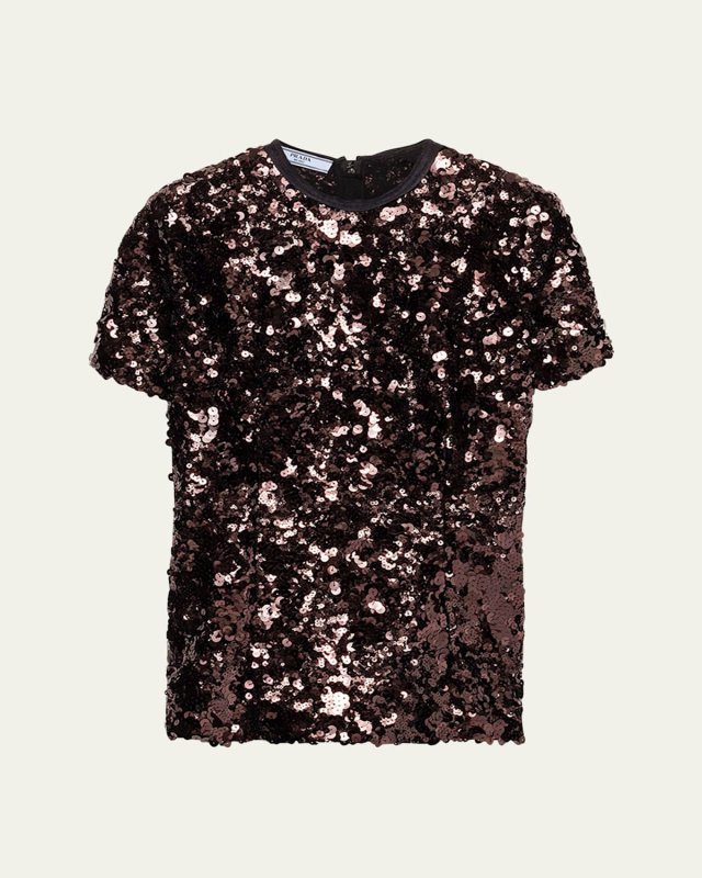 Sequined Short-Sleeve Top